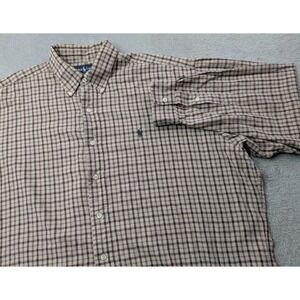 Ralph Lauren Mens XL Brown Plaid Blaire Long Sleeve Button‎ Down Cotton Shirt
